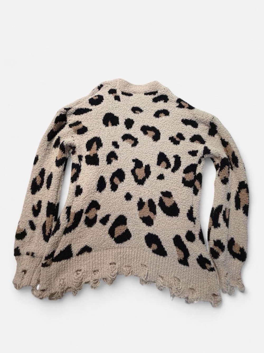 Women's Beige Leopard Open-Front Cardigan Sweater - Picture 2 of 3